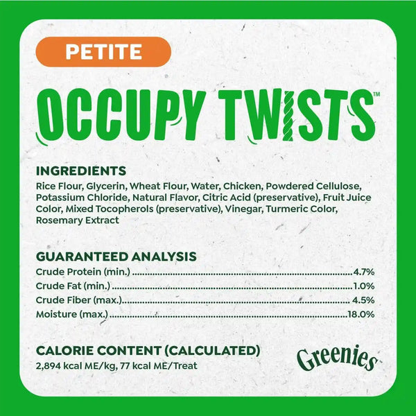 Greenies Occupy Twists Petite Breed Dog Treats, Chicken Flavor, 10 Count | for Dogs 15-25 Lbs, Rawhide-Free, Promotes Calmness, Helps Clean Teeth, Reduces Plaque, Highly Digestible, 8.75 Oz7