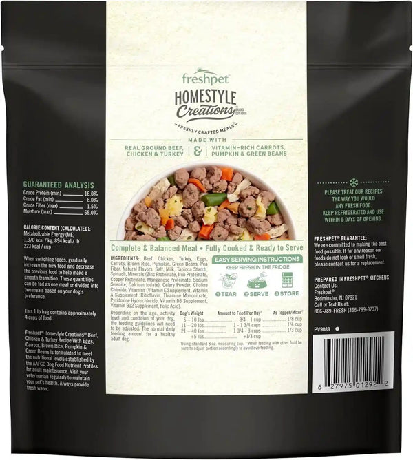 Freshpet Beef, Chicken & Turkey Homestyle Creations Dog Food, 16 Ounce3
