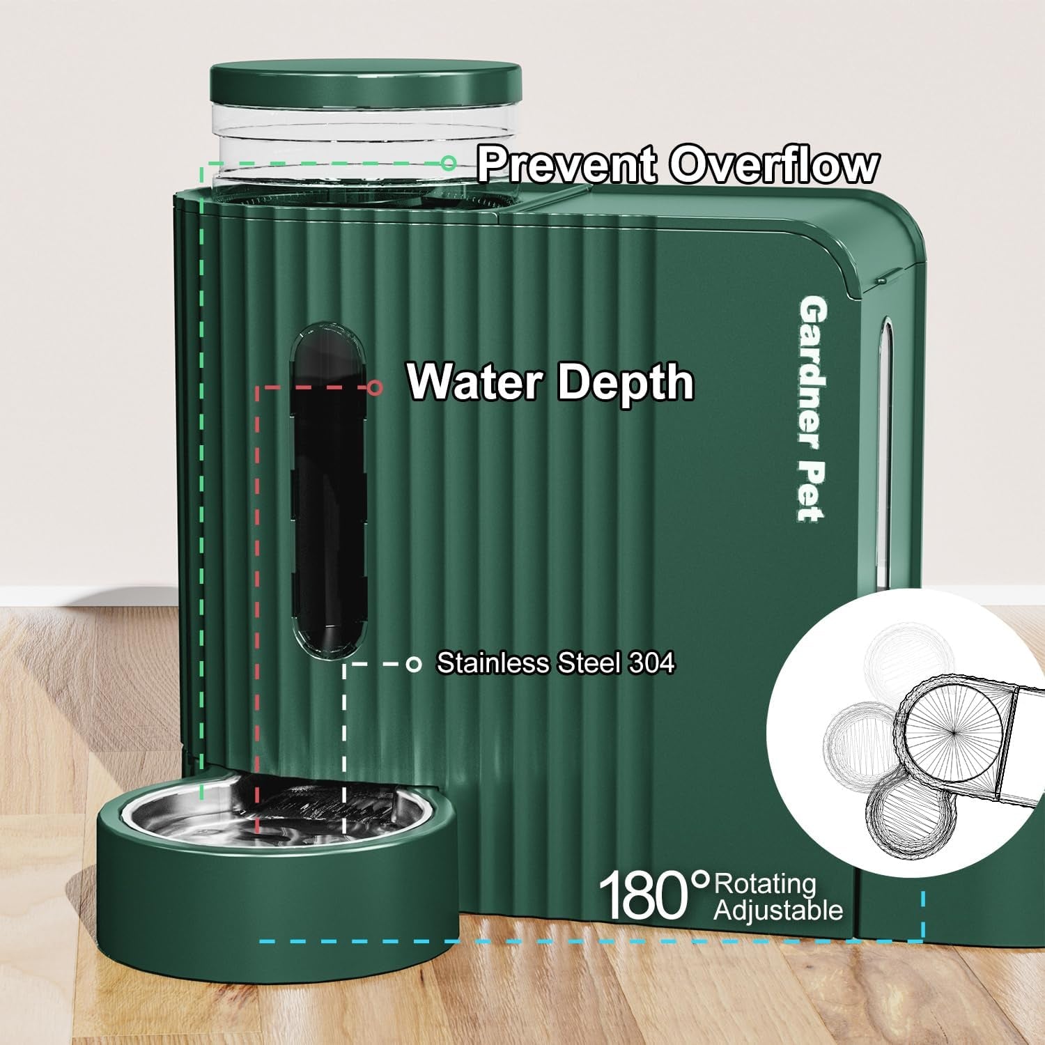 gardner-pet-automatic-gravity-pet-feeder-0-8-gallons-2-dog-feeder-and-water-dispenser-set-100-bpa-free-2-in-1-gravity-feeder-with-stainless-steel-bowl-for-dogs-cats-rabbits-puppies-green