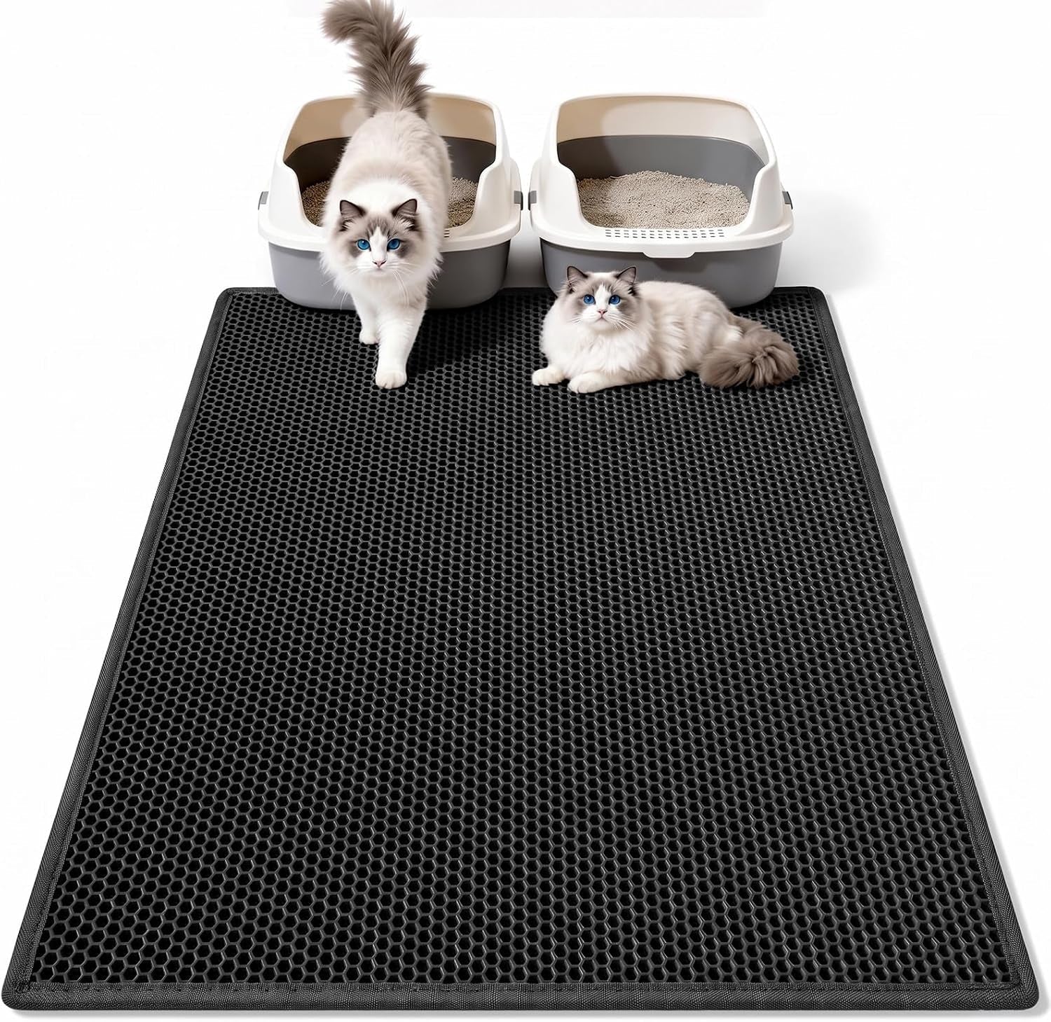 pieviev-cat-litter-mat-double-layer-waterproof-urine-proof-trapping-mat-1-pack-gray-24x15-inch-pack-of-1-honeycomb-design-catches-scattered-particles-to-stop-tracking-urineproof-base-protects-floors-easy-to-clean