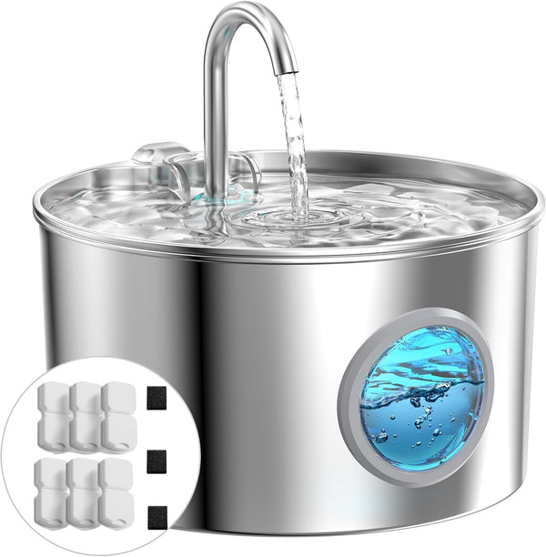 Cat Water Fountain Stainless Steel: 74Oz/2.2L Cat Fountain for Drinking - Pet Water Fountain for Cats inside - Quiet Cats Water Bowl Dispenser - Kitty Drinking Fountains - for Pets& Small Animals10