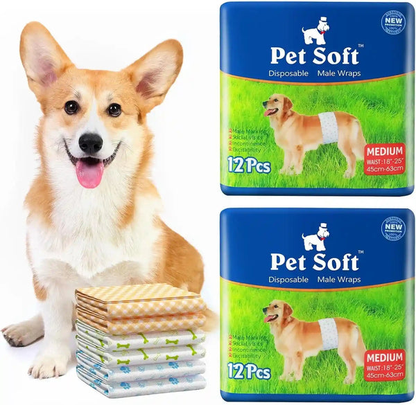 Pet Soft Disposable Male Wrap Dog Diaper,12Pcs,Xs19
