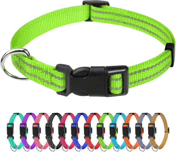 Tagme Small Dog Collar, Reflective Puppy Collar, Sky Blue, 3/8" Width | Lightweight, Nylon Collar for Puppies, Chihuahua, Yorkie & Teacup Dogs 5-15 Lbs, Reflective for Evening Walks, 12 Colors12