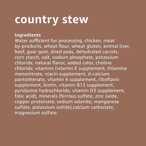 Amazon Basics Wet Dog Food Variety Pack, Country Stew Flavor and Cuts in Gravy with Beef, Made with Natural Ingredients, 13.2Oz Cans (Pack of 12)5