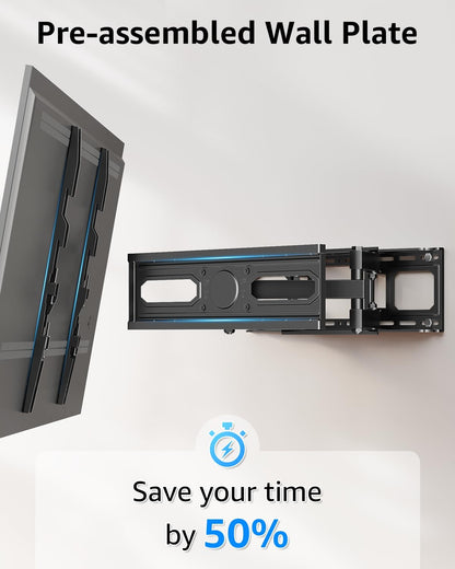 Econome TV Wall Mount for Most 32-65 Inch Flat Screen/Led/4K Tvs, TV Mount with Swivel and Tilt Articulating Dual Arms, Full Motion Wall Mount up to 16” Stud, Max VESA 400X400Mm, up to 99Lbs3