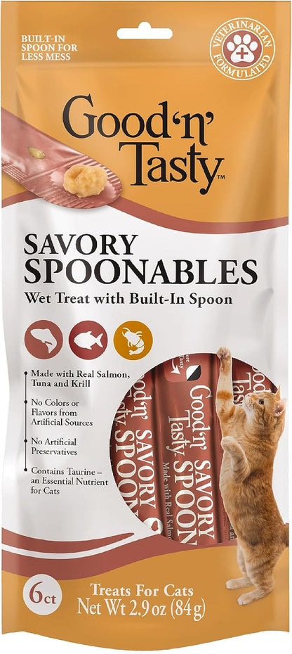 Good ‘N’ Tasty Savory Spoonables with Real Duck, Beef & Rabbit, 6 Count Tube, Triple Flavor Squeezable Lickable Wet Treats for Cats with Built-In Spoon for Less Mess19