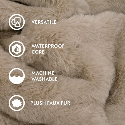 Paw Inspired Waterproof Dog Blanket, 40X30 Inch Size, Beige | Soft Faux Fur Throw, Fur-Resistant Fleece, Washable Pet Blanket, Waterproof Protection for Couch, Bed, Furniture, Crate, Car5