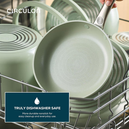 Halo Ceramic Nonstick Cookware Set, 11-Piece Pots and Pans Set | Laserdefense Durability Technology for Long Lasting Non Stick Performance, Everyday Cooking, in Sage11