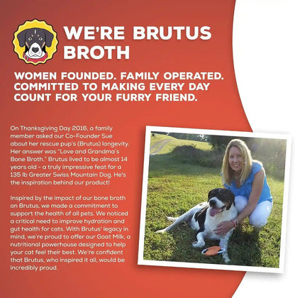 Brutus Chicken Broth Liquid for Dogs - All Natural Chicken Bone Broth for Dogs with Chondroitin Glucosamine Turmeric -Human Grade Dog Food Toppers for Picky Eaters & Dry Food -Tasty & Nutritious7