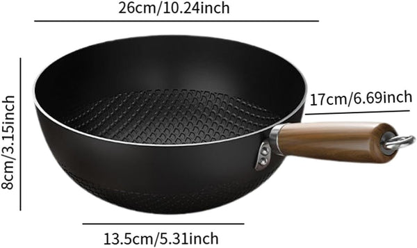 Iron Wok Pan Stir Fry Pan,Easy to Clean,Small Chinese Wok,Cookware for Stir Frying Boiling Cooking for Induction Electric Gas, 26Cm3