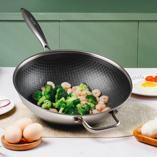 Hybrid 12-Inch Wok with Steamer,Nonstick Stainless Steel Woks & Stir-Fry Pans with Lid,Stay-Cool Handle,Pfoa Free Cookware,Dishwasher and Oven Safe, Works on Induction6