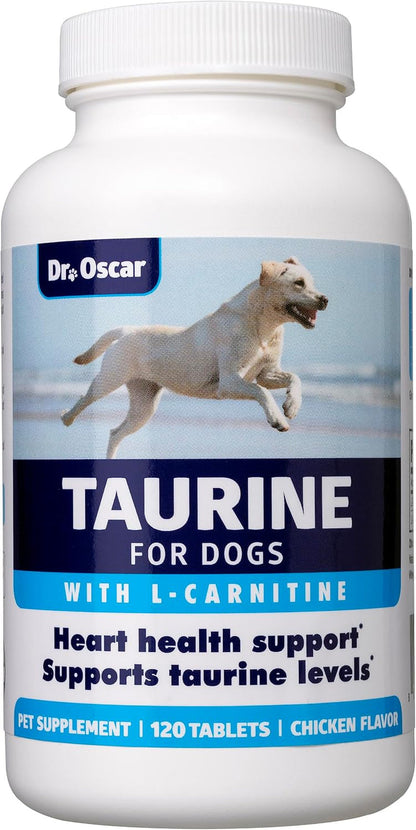 Taurine Supplement for Dogs Meets RDA of 500 Mg per 25Lbs Weight unlike Most Alternatives, 120Ct, Helps Maintain Dog Heart Health, Normal Function of the Cardiac Muscle & Normal Blood Flow1