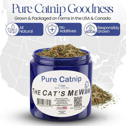 The Cat'S Mewow 100% Pure Catnip – North American Grown – Strong Aroma for Play & Enrichment – Resealable Freshness Jar – Veteran-Owned Brand4