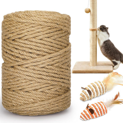 328FT 1/4 Inch Cat Scratching Sisal Rope for Cat Trees & Posts | Thick White Jute Rope with 2 Cat Mouse Toys for Scratch Posts, Cat Towers & DIY Projects13