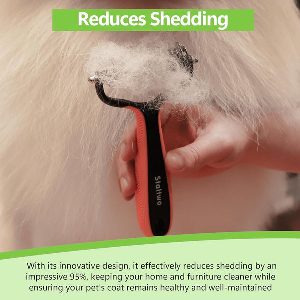 Staltwo Deshedding Dog Brush for Shedding, Undercoat Rake for Dog&Cat | Orange Extra-Wide Double-Sided Pet Grooming Tool | Shedding Control for Long/Medium-Haired Dogs and Cats, Knot Removal6