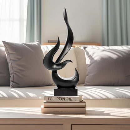 Black Fire Flame Sculpture, Art Modern Abstract Statue, Shelf Accents Decor | Modern Home Resin Sculptures Decorative Objects,Table Top Decor for Livingroom Home Decor,Office Shelf Sculpture3