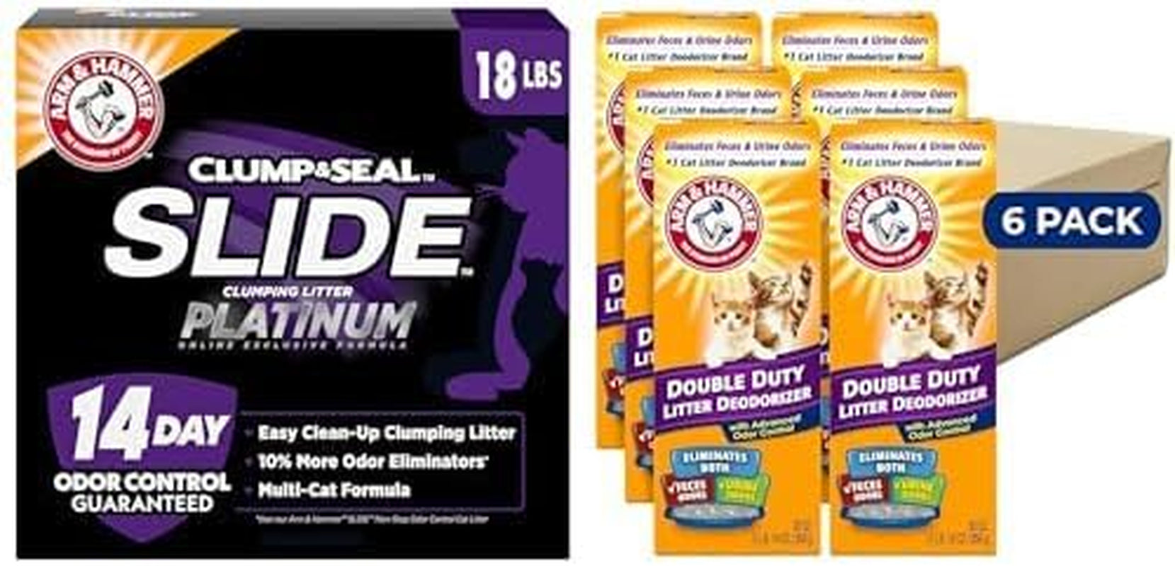 arm-hammer-slide-platinum-easy-clean-up-clumping-cat-litter-18-lbs-24-7-odor-control-triple-action-freshness-non-stick-easy-clean-up-low-tracking-multi-cat-formula-scented