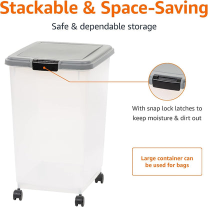 Amazon Basics Airtight Pet Food Storage Container with Scoop, BPA Free, Removable Wheels, 69 QT, Gray3
