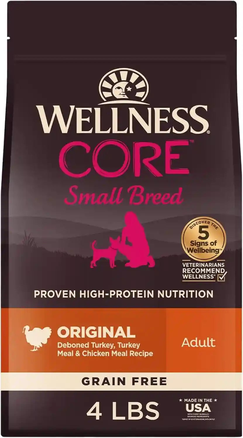 wellness-core-small-breed-adult-dry-dog-food-grain-free-kibble-natural-high-protein-turkey-and-chicken-recipe-4-lb-bag