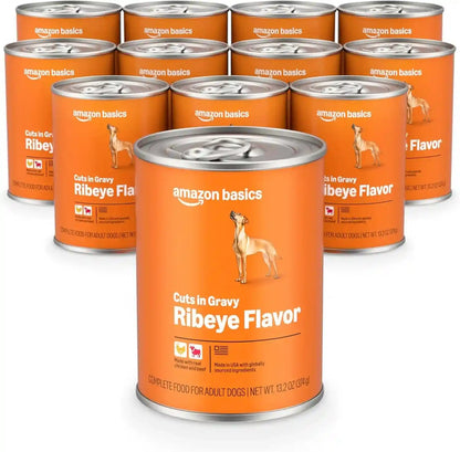 Amazon Basics Wet Dog Food Meaty Loaf Variety Pack, Filet Mignon Flavor and Chicken & Rice Dinner, Made with Real Chicken and Beef, 13.2 Oz Can, (6 Cans of Each Flavor, 12 Cans in Total)16