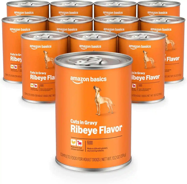 Amazon Basics Wet Dog Food Meaty Loaf Variety Pack, Filet Mignon Flavor and Chicken & Rice Dinner, Made with Real Chicken and Beef, 13.2 Oz Can, (6 Cans of Each Flavor, 12 Cans in Total)16