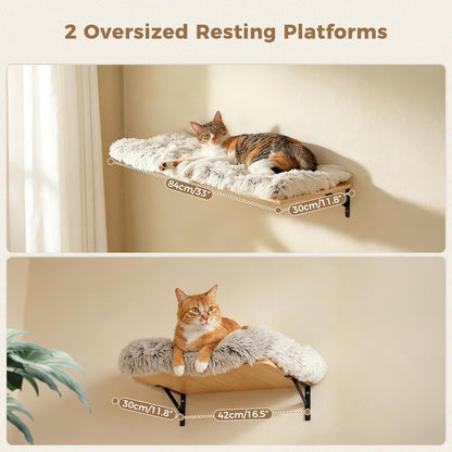 PAWZ Road Cat Wall Shelves, Modern Cat Wall Furniture with Sisal Posts | 5-In-1 Wall Mounted Cat Tree ,Wood Cat Shelves with Long Perch,Cat Wall Climber Holds up to 40Lbs for Large Indoor Cats4