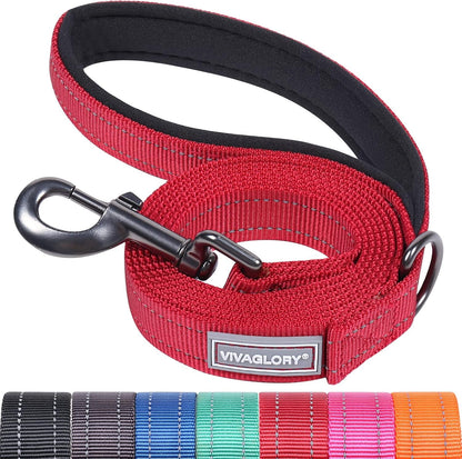 VIVAGLORY Dog Leash Puppy Leash for Collar, 3Ft X 1In, Black | with Soft Padded Handle for Training & Walking, Heavy Duty & Double Layer Nylon Pet Puppy57