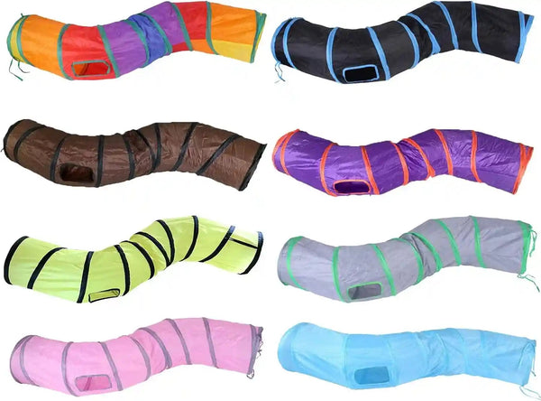 Icagy Cat Tunnel Toys for Indoor Cats Kittens Rabbits, Pet Toy Play Tunnels | Interactive Crinkle Pop up Tunnel Toys, Relieve Cat Boredom, Rainbow 47" Shape S6