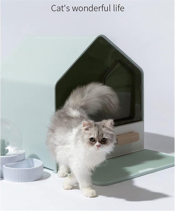 Dog Potty Training Toilet ﻿ Cat Litter Tray Fully Enclosed Drawer Type Oversized Villa Toilet Deodorant Sandbox Splash Proof Box Pink Green and Black(B)8