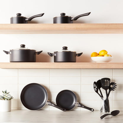 Non-Stick Kitchen Cookware 15-Piece Set with Stay-Cool Handles, Even Heating, Non-Induction, Includes Pots, Pans, and Utensils, Black3