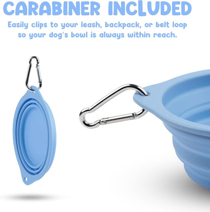Collapsible Dog Bowl - 800Ml/27 Oz Portable Silicone Travel Water Bowl for Dogs with Carabiner | Foldable, Dishwasher Safe | Hiking, Camping Dog Essentials & Outdoor Pet Feeding - Blue4