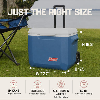 Coleman Xtreme Rolling Cooler with Wheels, Extra-Walled Insulation Keeps Ice up to 5 Days, Portable Wheeled Hard Chiller4