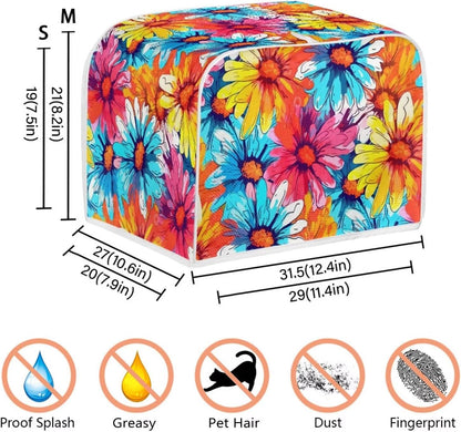 Cartoon Horse 2, 4 Slice Slot Toaster Cover, Cute Horses Bread Toaster Oven, Funny Zoo Animal with Woolen Ball Kitchen Appliance Cover Dustproof for Standard Size -L2