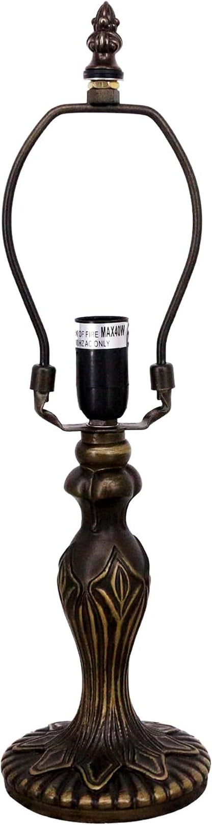 Table Lamp Base Replacement Only (M (W 4 H 15 Inch)) | Fit for 6, 8, 10 Inch Tiffany Style Stained Glass Lampshade, Dark Bronze Finish,Resin, Push Switch on Cord1