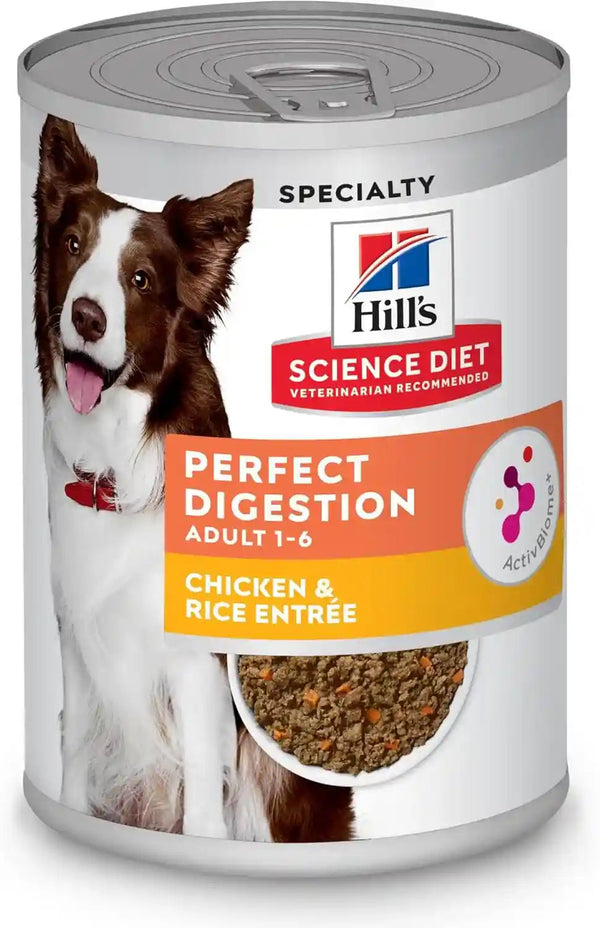 Hill'S Science Diet Adult 1-6 Perfect Digestion Wet Dog Food | #1 Veterinarian Recommended, Chicken, Vegetable, & Rice, 12.8 Oz. Cans, 12-Pack13