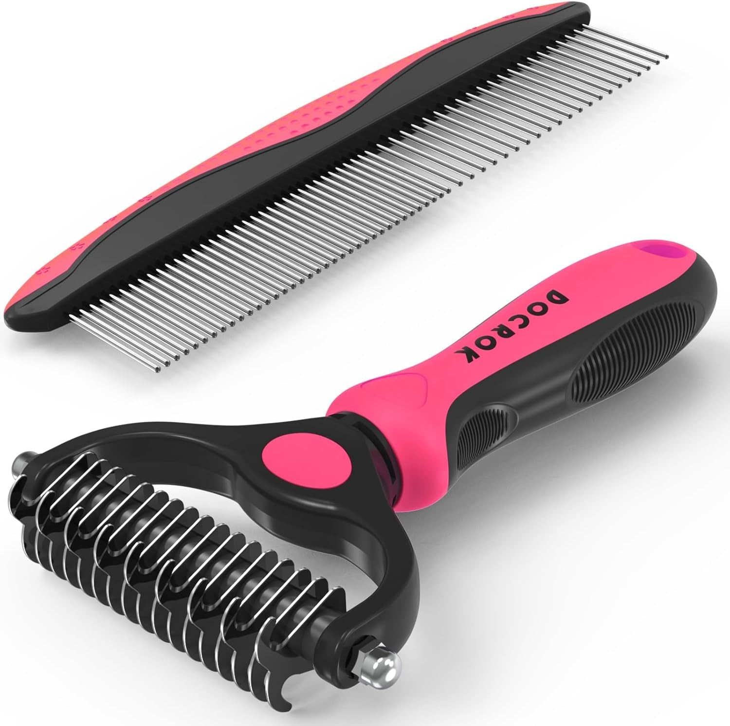 docrok-pet-grooming-combo-blue-deshedding-brush-with-metal-comb-for-detangling-and-dematting-long-matted-fur-on-cats-and-dogs