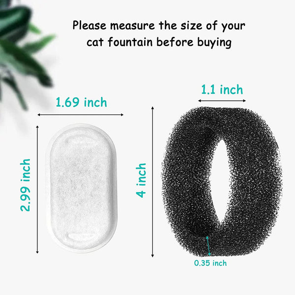 Cat Water Fountain Filters for Stainless Steel 67Oz/2L Adjustable Water Flow Pet Fountain, 8 Pack Pet Replacement Filters with 8 Sponges3