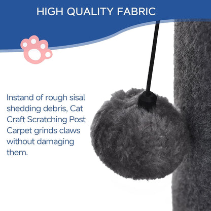Cat Craft Cat Scratching Post Carpet Scratching Post 41" for Indoor Cats, Tall Cat Scratch Post, Carpet Cat Scratcher with Replaceable Toys, Sturdy Base, Large, Gray | 41In Tall Short Plush Scratch Post, Stable Base, Interchangeable Play Toys, for Indoor Cats to Avoid Furniture Scratching5