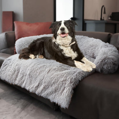 Calming Dogs/Cats Bed Mats, Dog Pad Washable Removable Couch Cover, Plush Long Fur Mat for Pets, Waterproof Lining, Perfect for Small, Medium and Large Dogs and Cats (Gradient Gray, 36"X31")33