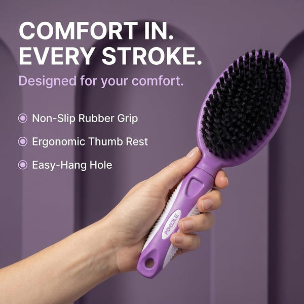 Soft Bristle Dog Brush for Short Haired Cats or Dogs - Firm Bristles to Remove Dust, Dirt, and Loose Fur - Hook and Rubber Handle6