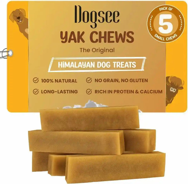 Dogsee Yak Chews for Dogs 1Lb (Medium - 6 Bars), 100% All Natural, 60% Protein, Dog Treats Medium Breed, Yak Chews Long Lasting for Aggressive Chewers, Raw Hide Free20