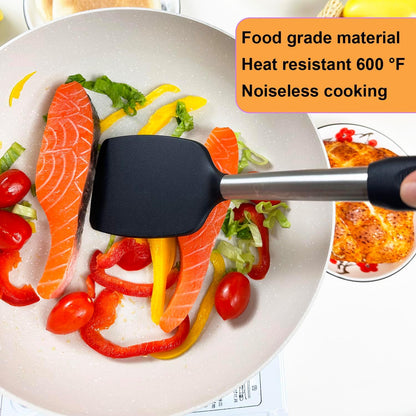Spatula Set Silicone Heat Resistant for Nonstick Cookware Rubber Silicone Spatula Turner Fish, Large Nonstick Plastic Egg Wok Spatula for Kitchen Use Cooking Utensils Set6