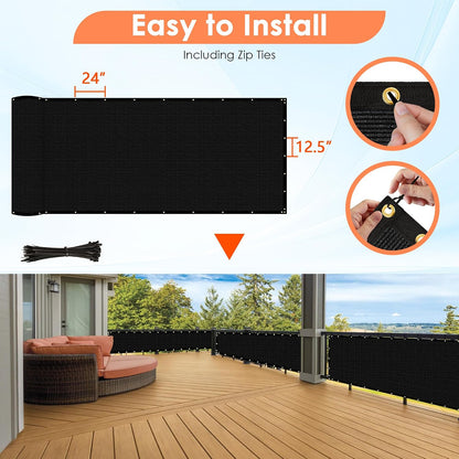Icover 4X50Ft Privacy Screen Fence, Outdoor Fencing Panels, Garden Windscreen Mesh Shade Sail Net Barrier, Include Reinforced Bindings and Brass Grommets Cable Zip Ties, Black5