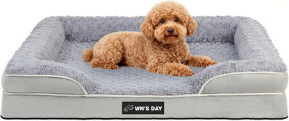 Orthopedic Dog Bed for Large Medium Sized, Washable Memory Foam Large Dog Bed, Medium Pet Sofa with Removable Cover, Washable Waterproof Pet Couch Beds(Grey, L)13