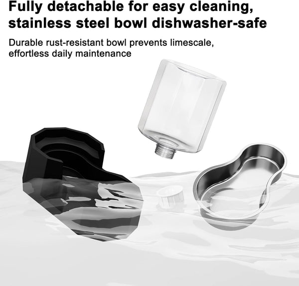 Sfozstra 5L Cat Gravity Water Bowl Dispenser: Stainless Steel Bowl | No Power Needed / No Filter Required / Spill Proof Design / Easy Cleaning / Cats & Small Dogs / Home Crate Area & Travel5