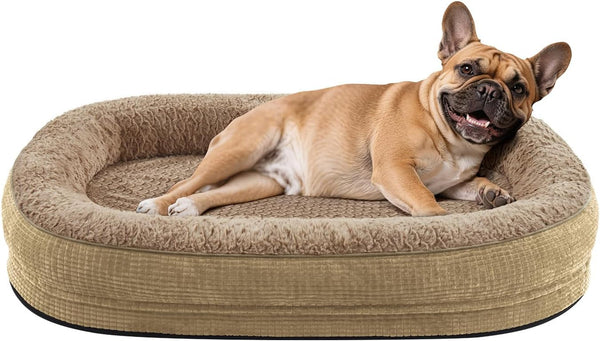JOEJOY Orthopedic Dog Beds Large Sized Dog, XL Egg-Crate Memory Foam Pet Couch Bed with Bolster Sides, Waterproof Lining, Removable Washable Cover & Non-Slip Bottom, Grey11