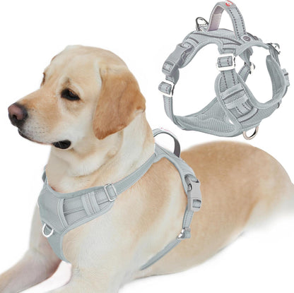 BARKBAY Dog Harness No Pull with ID Tag Pocket - Heavy Duty, Reflective, Easy Control for Large Dogs(Blue,L)70