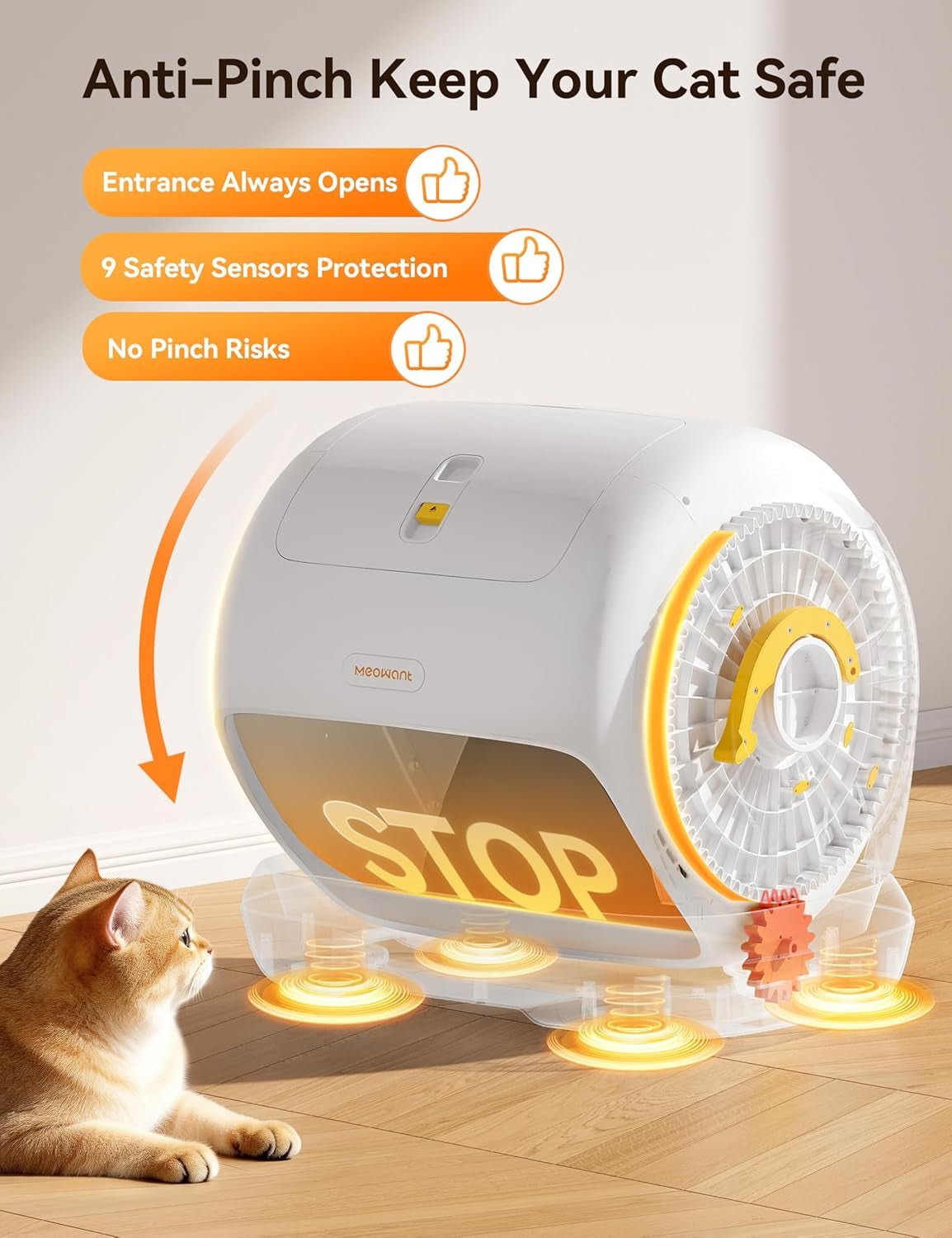meowant-self-cleaning-cat-litter-box-106l-extra-large-space-low-entrance-automatic-cat-litter-box-perfect-for-multiple-cats-safety-sensor-anti-pinch-app-control-odor-free-with-mat-liner