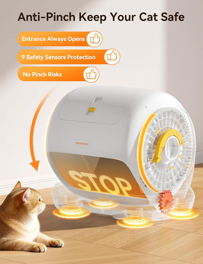 Meowant Self-Cleaning Cat Litter Box, 106L Extra-Large Space Low Entrance Automatic Cat Litter Box Perfect for Multiple Cats, Safety Sensor, Anti-Pinch, APP Control, Odor Free with Mat & Liner3