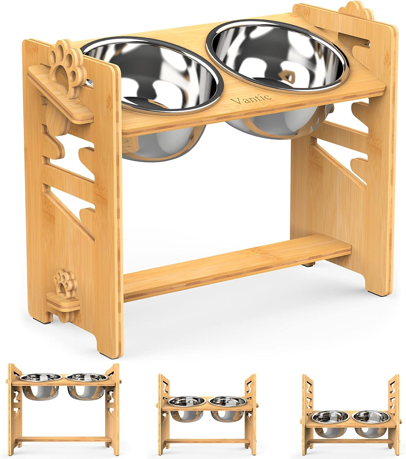 vantic-elevated-dog-bowls-raised-dog-bowl-stand-adjustable-small-natural-bamboo-elevated-feeder-with-2-stainless-steel-bowls-adjustable-height-stand-for-small-puppies-and-cats